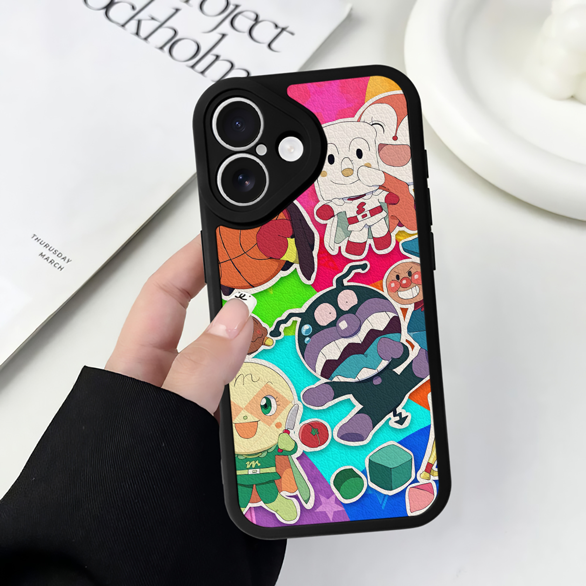 （画像用） アンパンマン Anpanman 【iPhone 16シリーズ対応】シリコンスマホケース（レザー調） 材質：シリコン